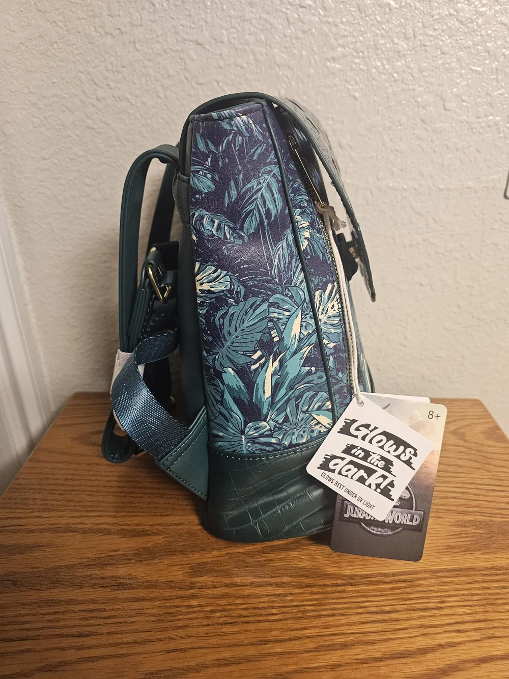 Loungefly Jurassic World Jungle Velociraptor Glow Drawstring Mini Backpack - NWT